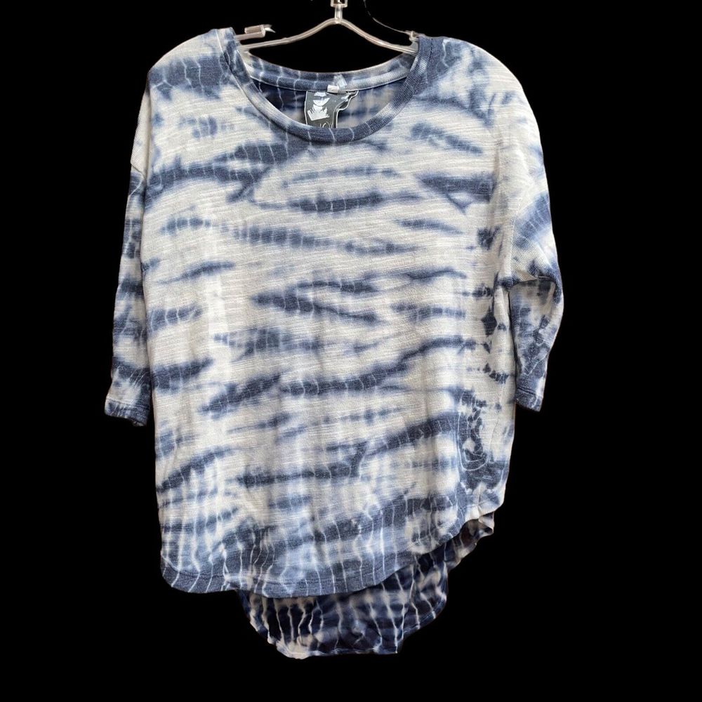 Young Fabulous & Broke XS Blue Tie Dye Pullover Split Back Sweater